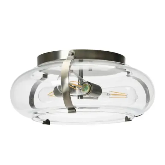 Hello Honey&reg; Robert Stevenson Lighting Alston 16" Antique Nickel Glass & Metal Flush Mount Ceiling Light {1}