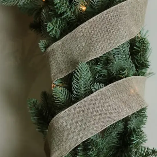 2.5" x 10yd. Wired Faded Burlap Christmas Ribbon {4}