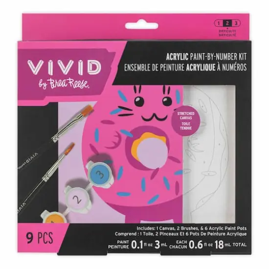VIVID by Brea Reese&reg; Cat Donut Acrylic Paint-by-Number Kit {1}