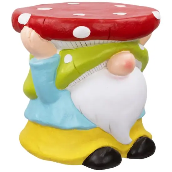 12.25" Gnome Mushroom Outdoor Garden Plant Stand {5}