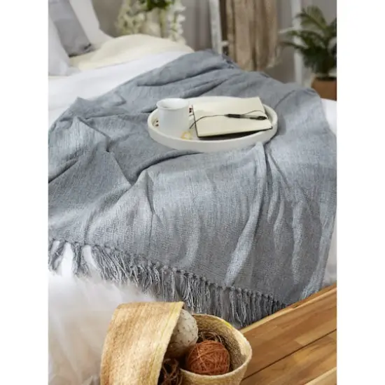 DII&reg; Soft Denim Blue Chenille Throw {6}