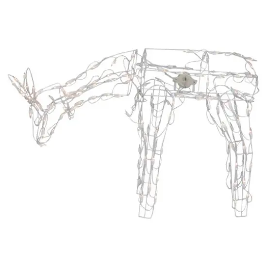 3.5ft. Lighted White Feeding Reindeer Animated Outdoor Christmas Decoration {3}