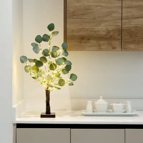 2ft. Pre-Lit Artificial Eucalyptus Tree with Warm White LED Lights {3}