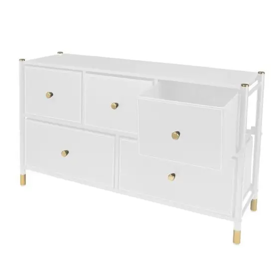 Simplify 5 Drawer Luxury Dresser White {6}