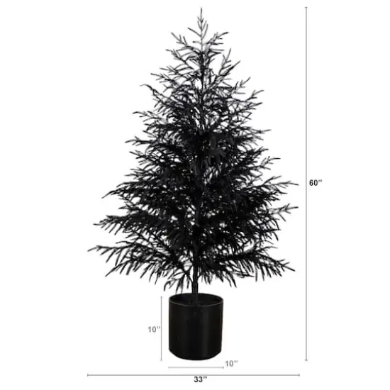 5ft. Artificial Halloween Real Touch Black Norfolk Pine Christmas Tree with Natural Look {3}