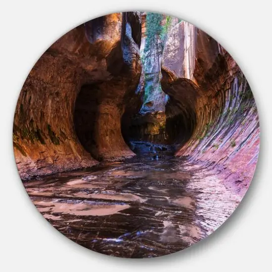 Designart - Cave in Zion National Park Utah' Landscape Oversized Metal Circle Wall Art {1}