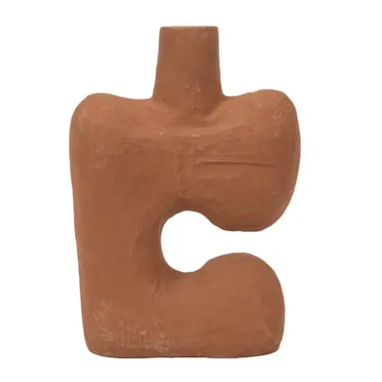 Hello Honey&reg; 14" Modern Abstract Decorative Paper Mache Vase Terra Cotta {5}
