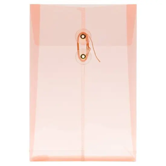 JAM Paper 6.25" x 9.25" Peach Plastic Button String Open End Envelopes, 108ct. {1}