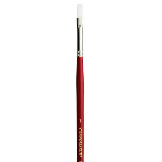 Connoisseur® All Media White Taklon Long Handle Flat Brush {4}