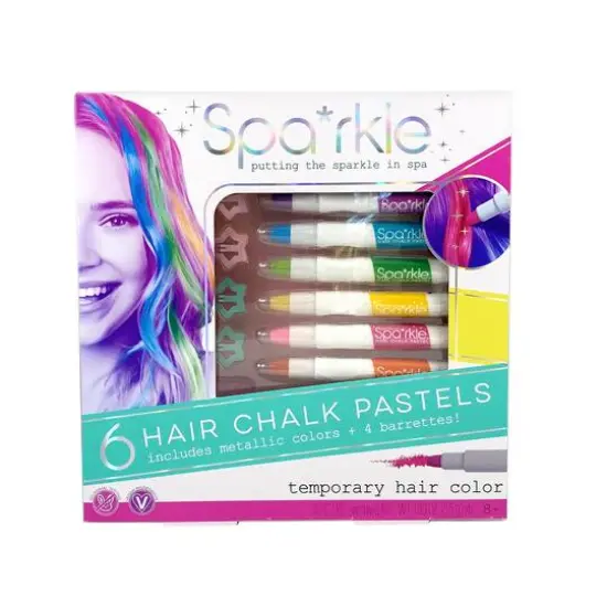 Bright Stripes Sparkle Spa Hair Chalk Pastels & Barrette Set {1}