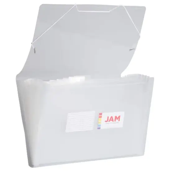 JAM Paper 10" x 15" Legal Size 13 Pocket Plastic Expanding File Accordion Folder Clear {1}