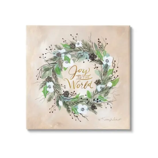 Stupell Industries Joy To The World Holiday Floral Wreath Canvas Wall Art {1}