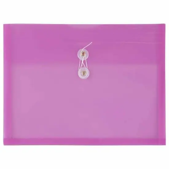 JAM Paper Booklet Plastic Envelopes with Button and String Closure, 108ct. Lavender Purple {1}