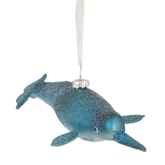 Blue Glitter Pipefish Glass Ornament {3}
