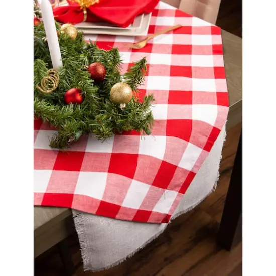 DII&reg; 84" Buffalo Check Tablecloth Red and White {7}