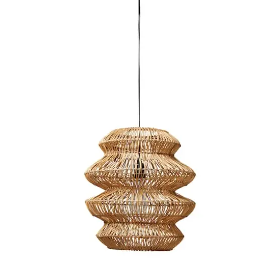 Hello Honey® 16" Boho Natural Woven Rattan Sculptural Pendant Light {1}