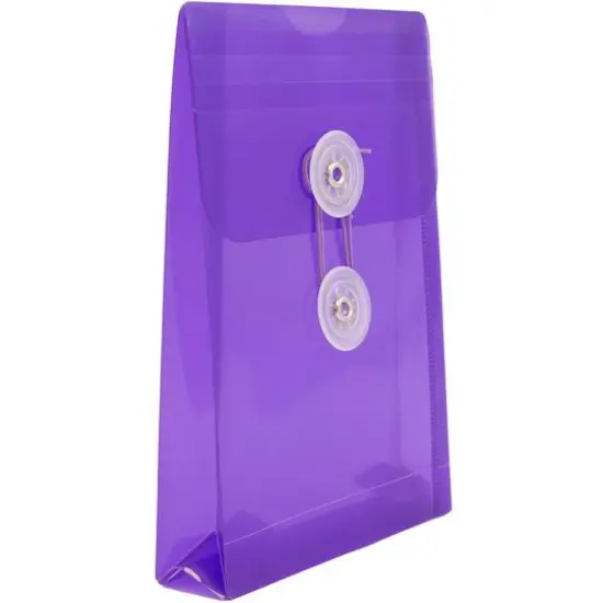 JAM Paper 4.25" x 6.25" Plastic Button & String Tie Closure Envelopes, 12ct. Purple {4}