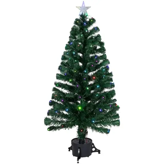 4ft. Pre-Lit Fiber Optic Artificial Potted Christmas Tree, Multicolor LED Lights {1}