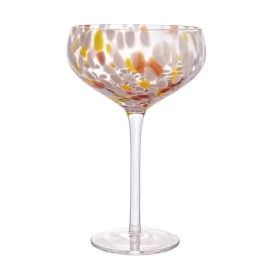 Hello Honey&reg; 7" Speckle Round Stemmed Champagne Coupe Glass Set {6}