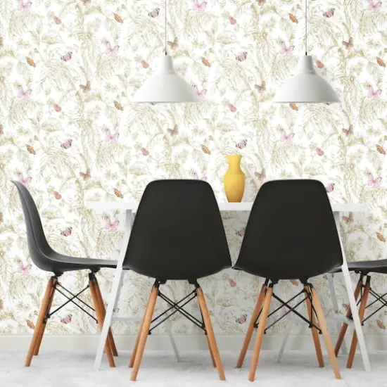 RoomMates Butterfly Sketch Peel & Stick Wallpaper Pink and Gold {6}