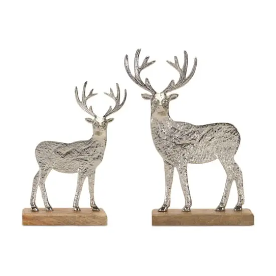 Metal Deer Silhouette with Wood Base Set {1}