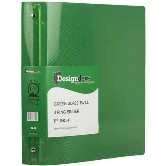 JAM Paper Designders&reg; 1.5" Green Plastic 3 Metal Ring Binder {1}