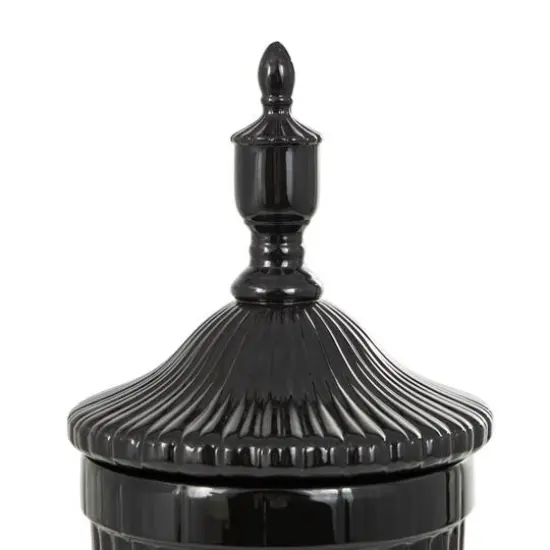 Black Ceramic Decorative Jar {8}