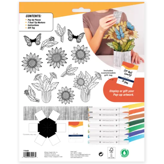 Faber-Castell&reg; Pop Up Coloring Sunflowers & Butterflies Bouquet Kit {6}