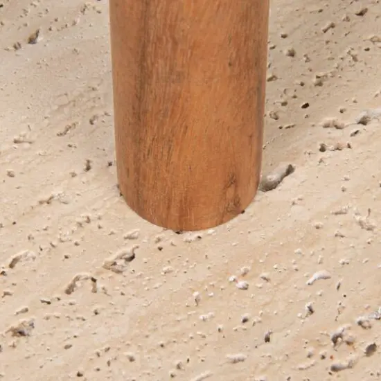 Hello Honey Acacia Wood Paper Towel Holder with Scalloped Travertine Base, Natural and Cream Color {5}