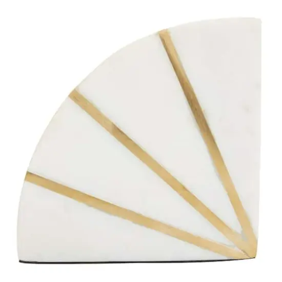 CosmoLiving by Cosmopolitan White Marble Glam Bookends, 5" x 5" x 2" {5}