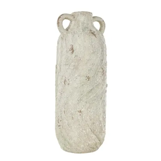 22" Cream Magnesium Oxide Textured Amphora Vase with Handles {3}