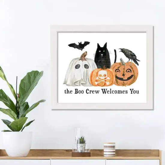 The Boo Crew Welcomes You White Framed Print Wall Art {3}