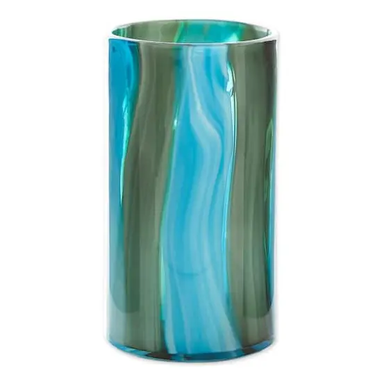 10.25" Blue Cylinder Glass Vase {1}