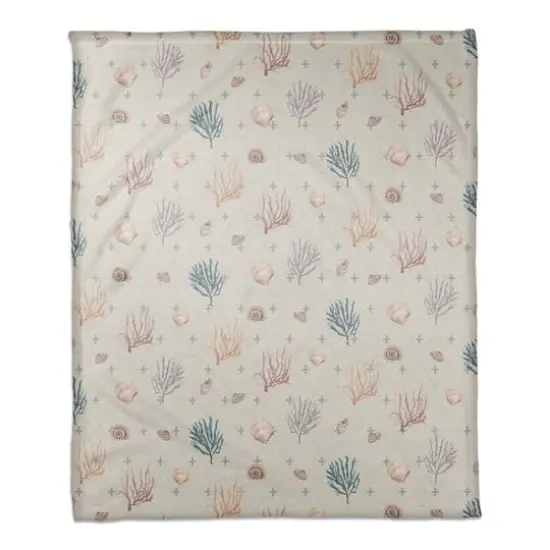 Multi Shell Coral & Plus Coral Fleece Blanket Blue Plus On Blue {1}