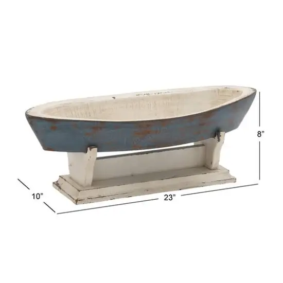 Blue wood Coastal Sculpture, Sail Boat 8" x 23" x 10" {6}