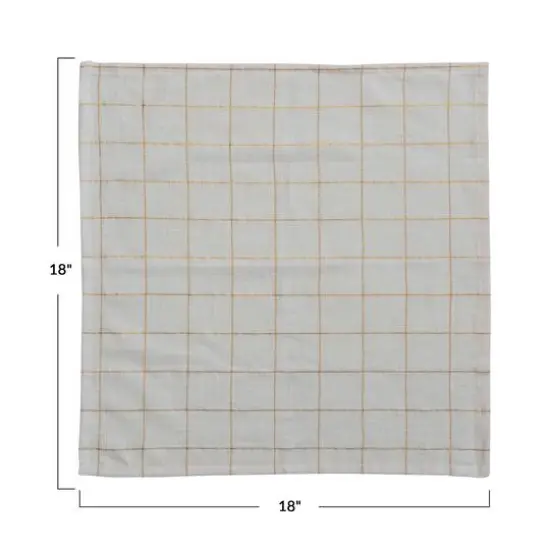 Hello Honey&reg; Cream Square Cotton Napkins with Grid Pattern Set {4}