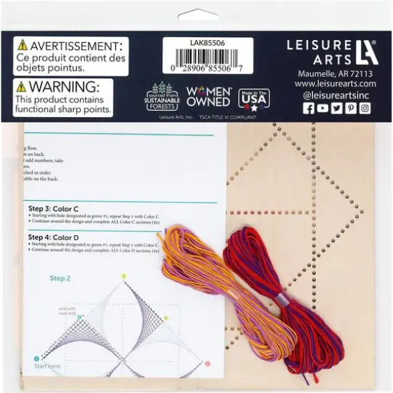 Leisure Arts&reg; Intermediate Square Lotus Wood Stitched String Art Panel Kit {3}