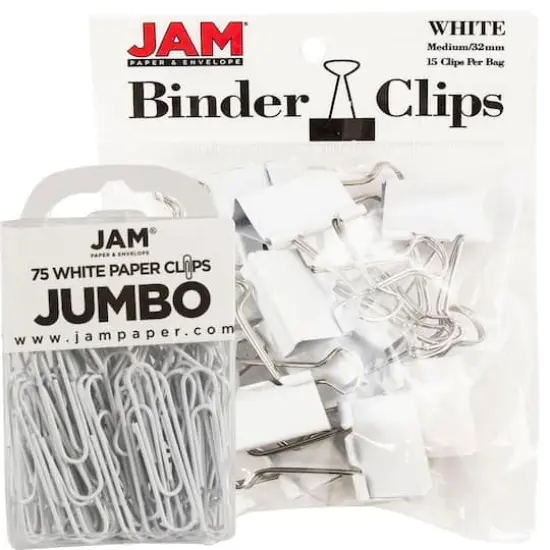 JAM Paper Office Desk Supply Clips Set White {1}