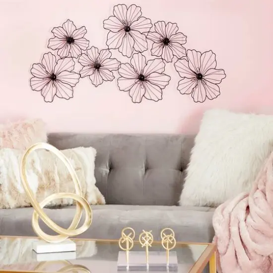 CosmoLiving by Cosmopolitan 43" Black Modern Floral Blooms Wall D&eacute;cor {7}