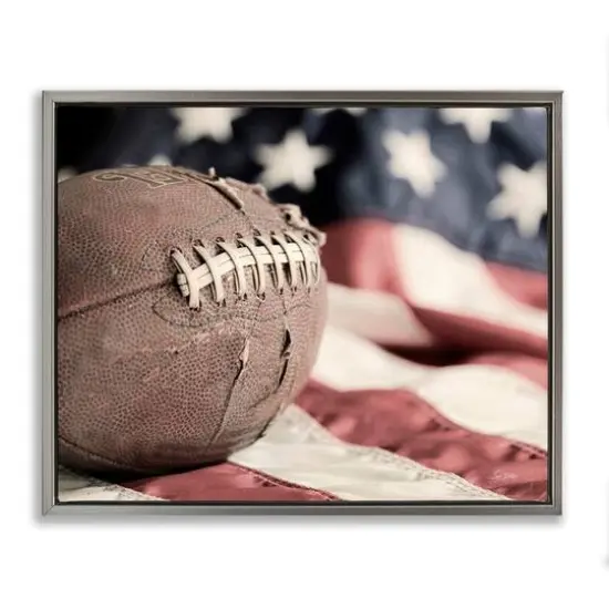 Stupell Industries Football & American Flag Floater Framed Art Gray {1}