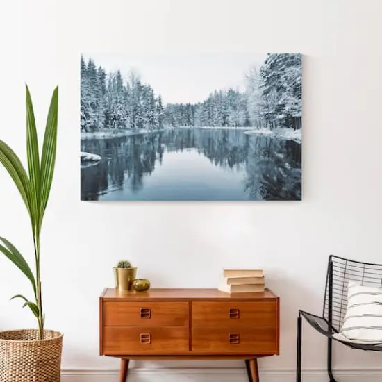Winter Pond 36x24 Canvas Wall Art {5}