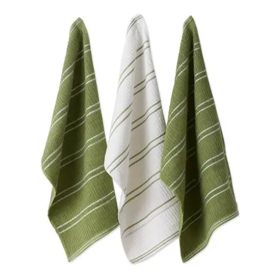 DII&reg; Green Ribbed Terry Dishtowel & Dishcloth Set {1}