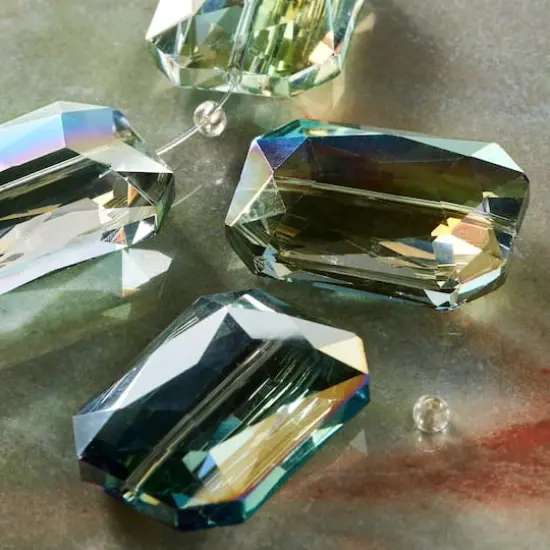 Multicolored Faceted Glass Rectangular Beads, 33mm by Bead Landing&trade; {3}
