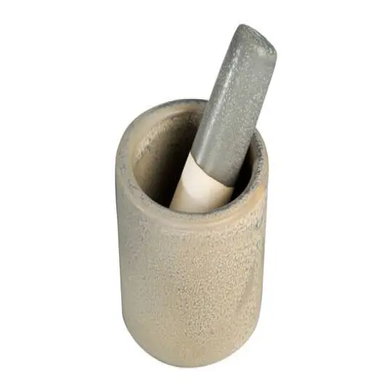 Hello Honey&reg; 5" Matte Gray Stoneware Mortar & Pestle Set {1}