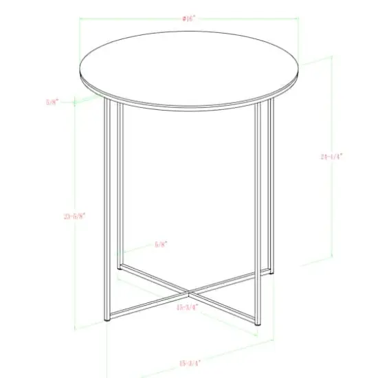 Walker Edison 16" Glam Round Side Table Faux White Marble/Gold {7}