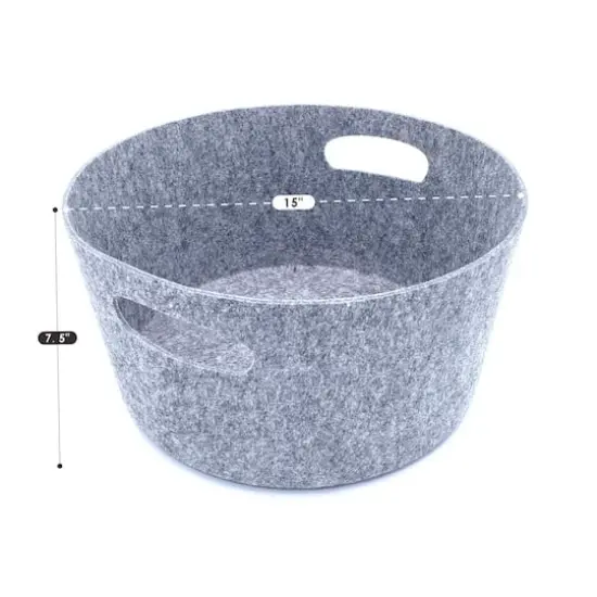 Welaxy 15" Felt Round Basket Gray {6}