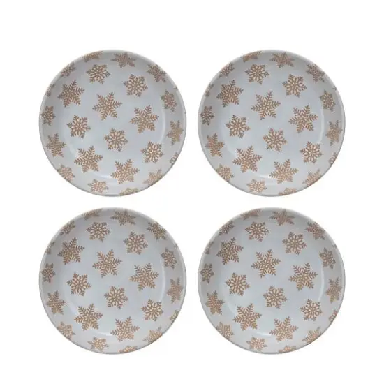 Hello Honey&reg; 8.25" White & Orange Stoneware Snowflake Dinnerware Bowls, 4ct. {1}