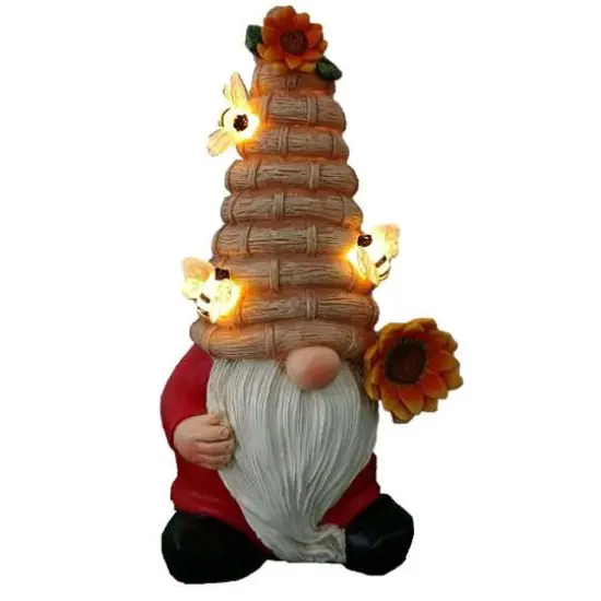 Santa's Workshop 9" Solar Bee Hive Gnome Figurine {1}