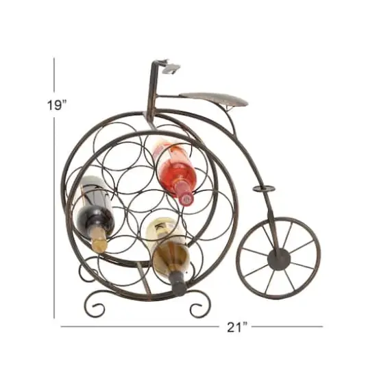 21"Rustic Brass Bicycle Wine Holder Rack {9}