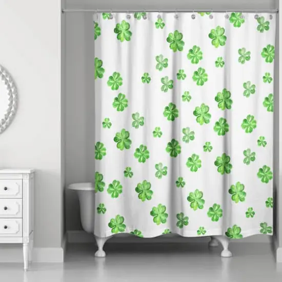 Painterly Shamrock Pattern 71" x 74" Shower Curtain {3}